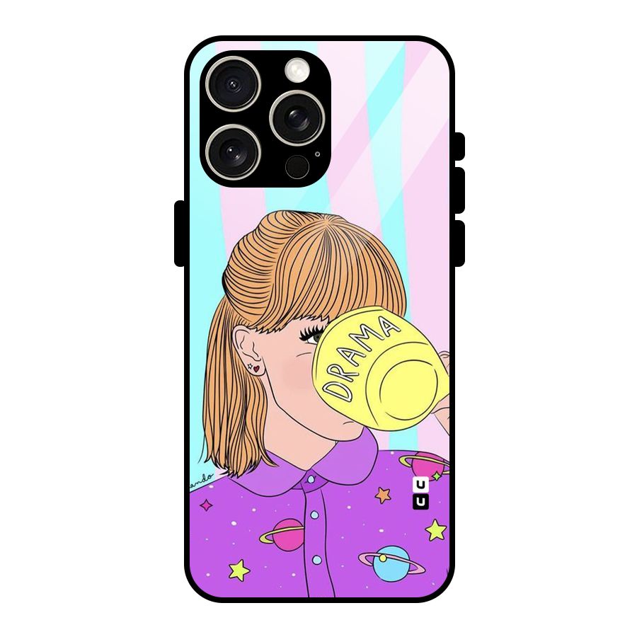 Drama Cup Glass Back Case for iPhone 15 Pro Max
