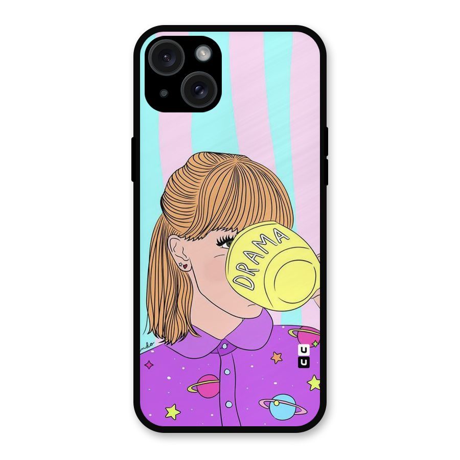 Drama Cup Metal Back Case for iPhone 15 Plus