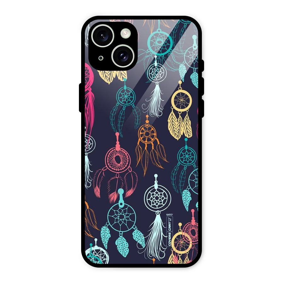 Dream Catcher Pattern Glass Back Case for iPhone 15 Plus