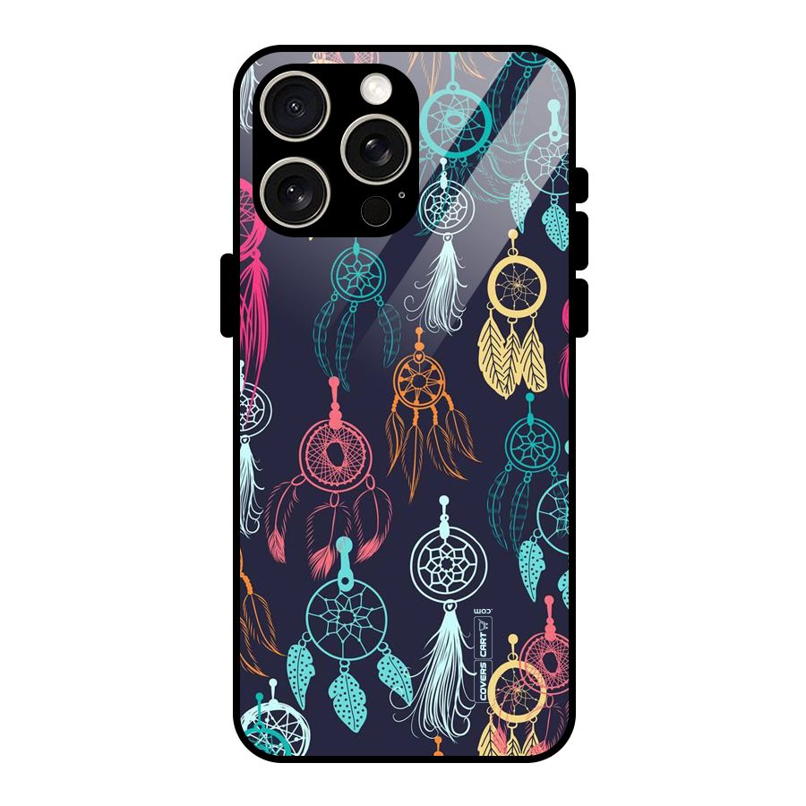 Dream Catcher Pattern Glass Back Case for iPhone 15 Pro Max