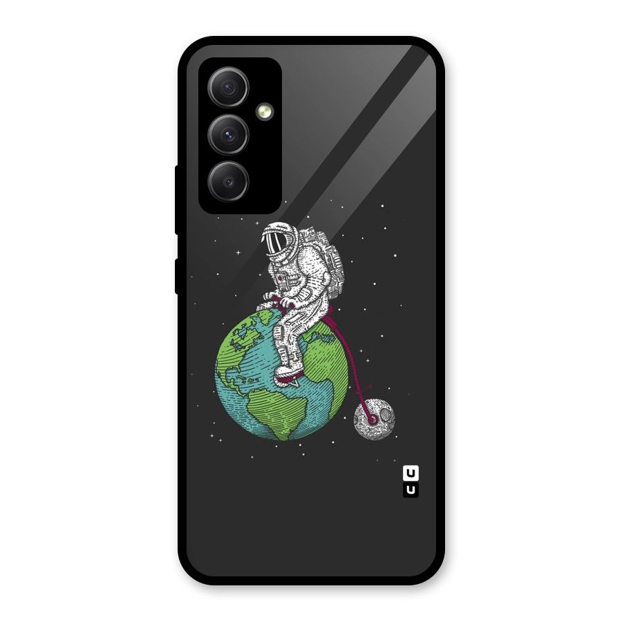 Earth Space Doodle Glass Back Case for Galaxy A34