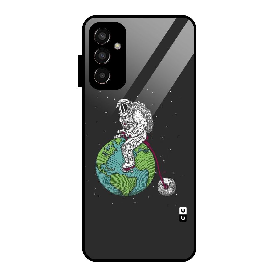 Earth Space Doodle Glass Back Case for Galaxy F13