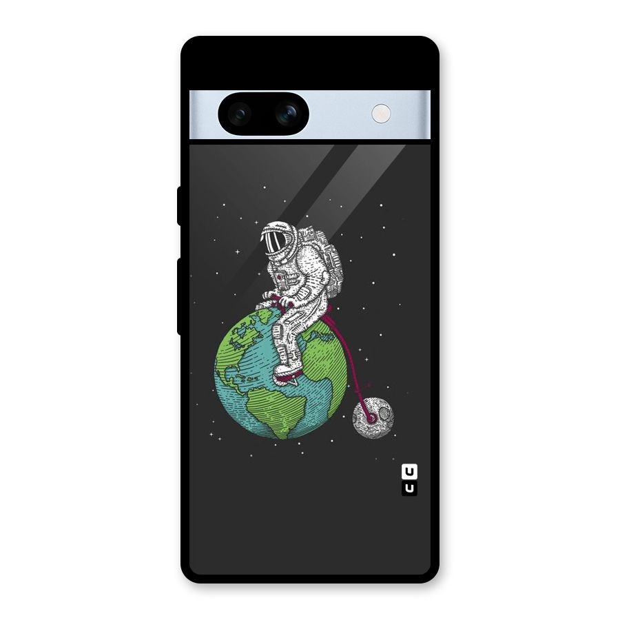 Earth Space Doodle Glass Back Case for Google Pixel 7a