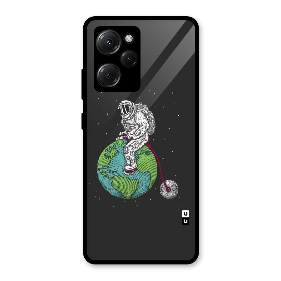 Earth Space Doodle Glass Back Case for Poco X5 Pro