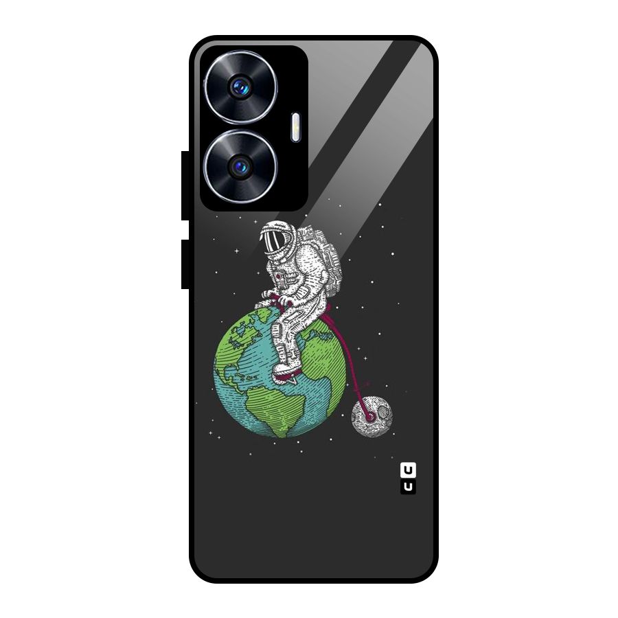 Earth Space Doodle Glass Back Case for Realme Narzo N55