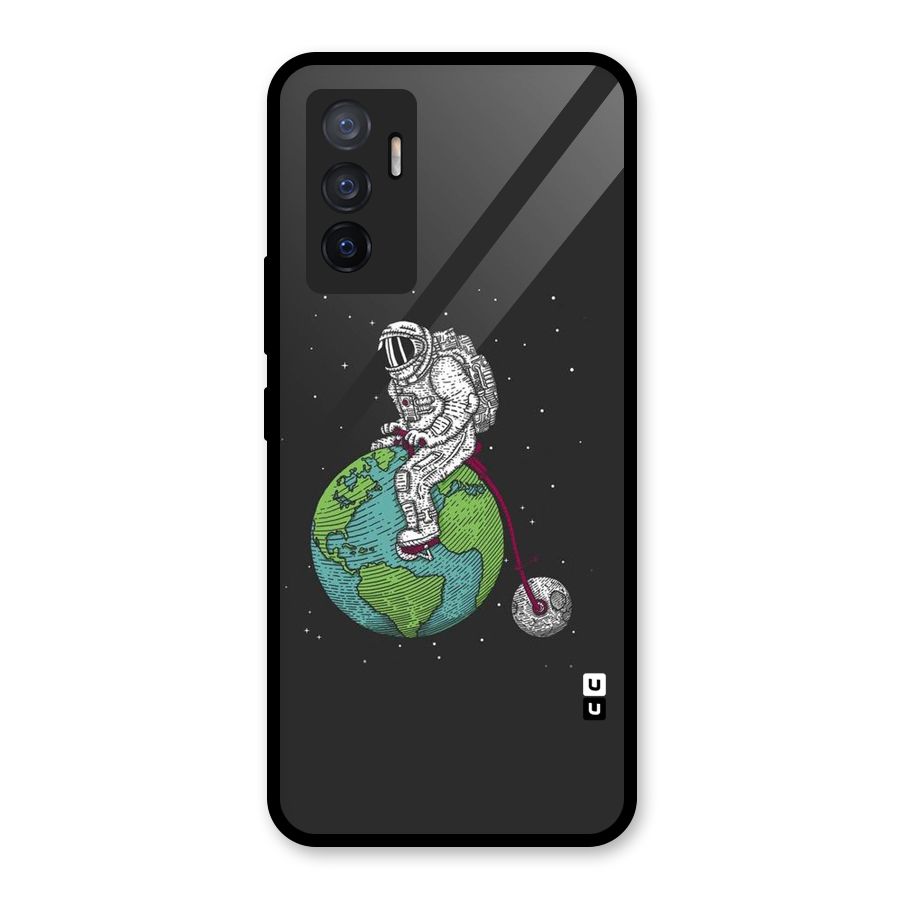 Earth Space Doodle Glass Back Case for Vivo V23e