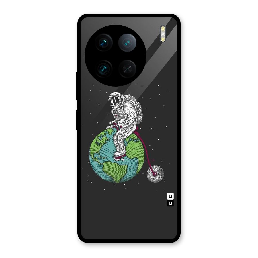 Earth Space Doodle Glass Back Case for Vivo X90 Pro