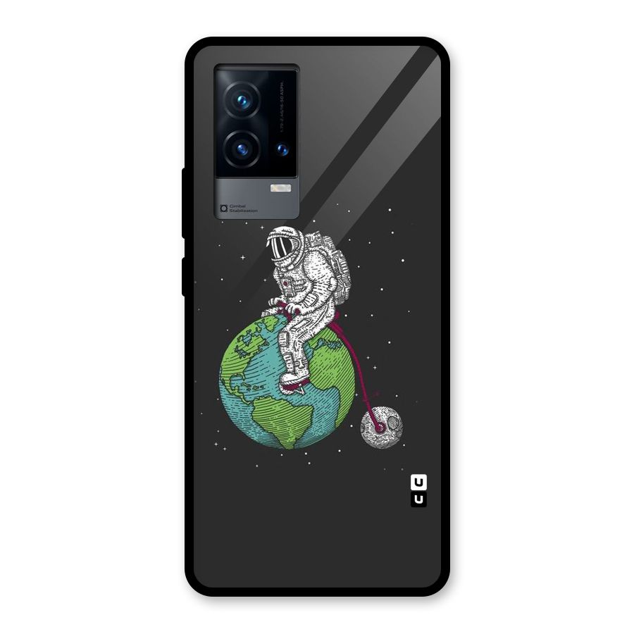 Earth Space Doodle Glass Back Case for iQOO 9 5G
