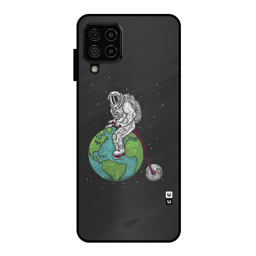 Earth Space Doodle Metal Back Case for Galaxy A22 4G