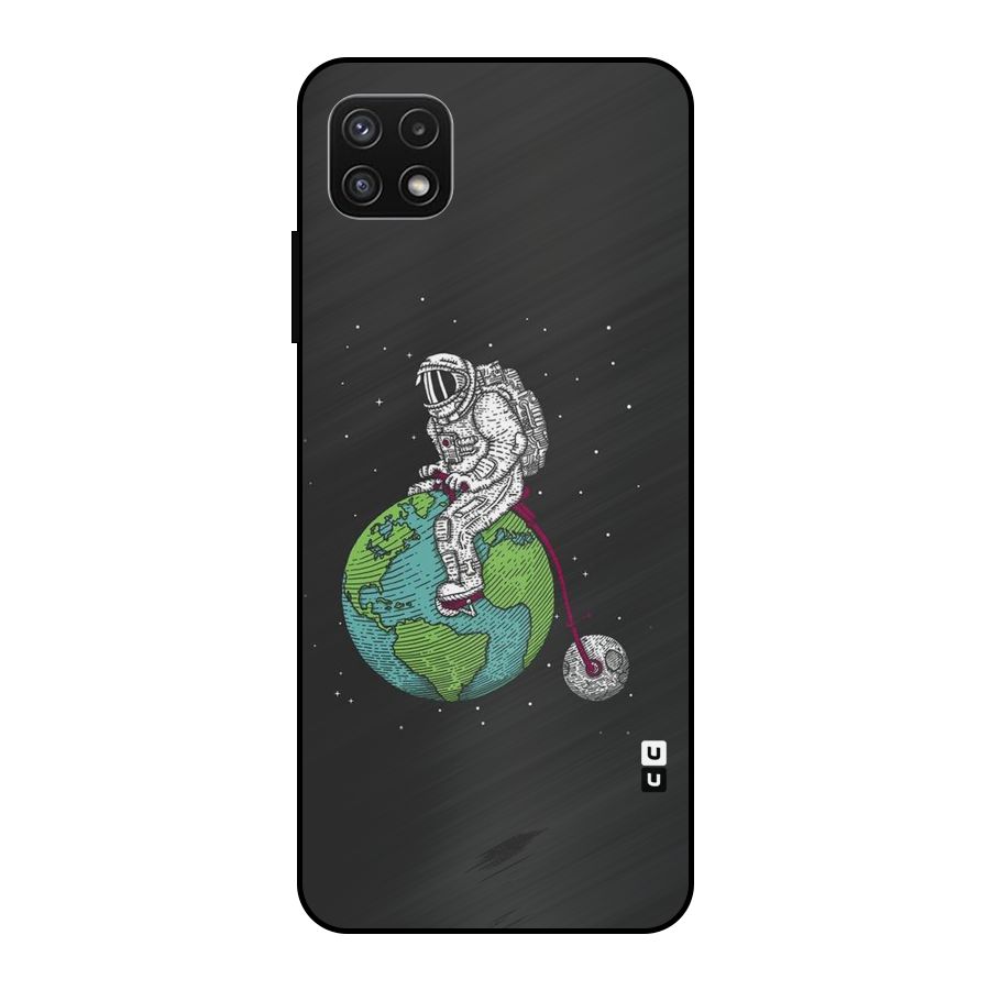 Earth Space Doodle Metal Back Case for Galaxy A22 5G