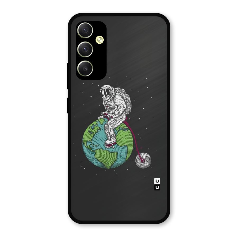 Earth Space Doodle Metal Back Case for Galaxy A34