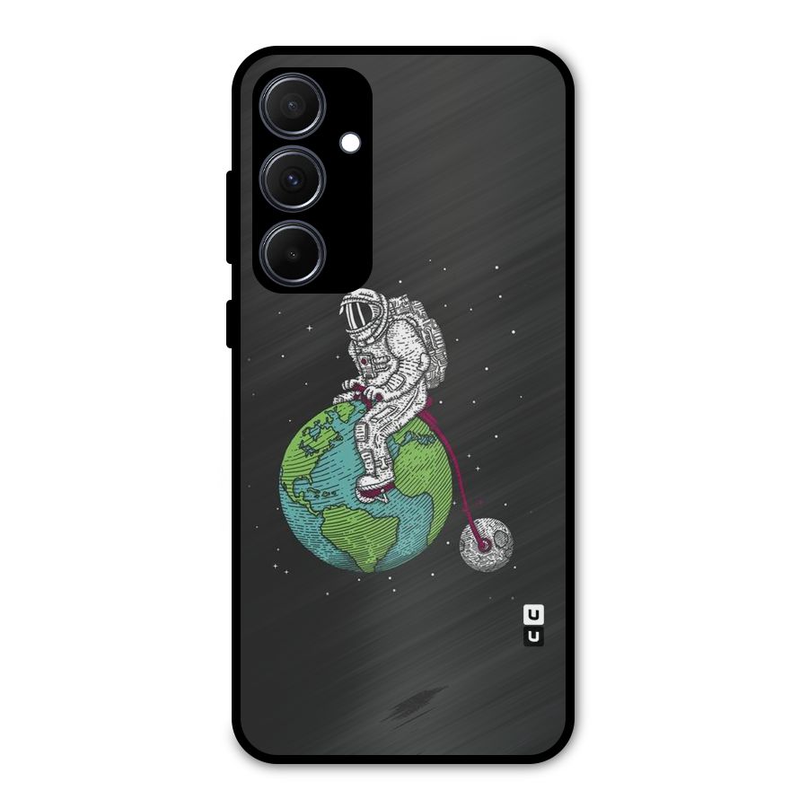 Earth Space Doodle Metal Back Case for Galaxy A35