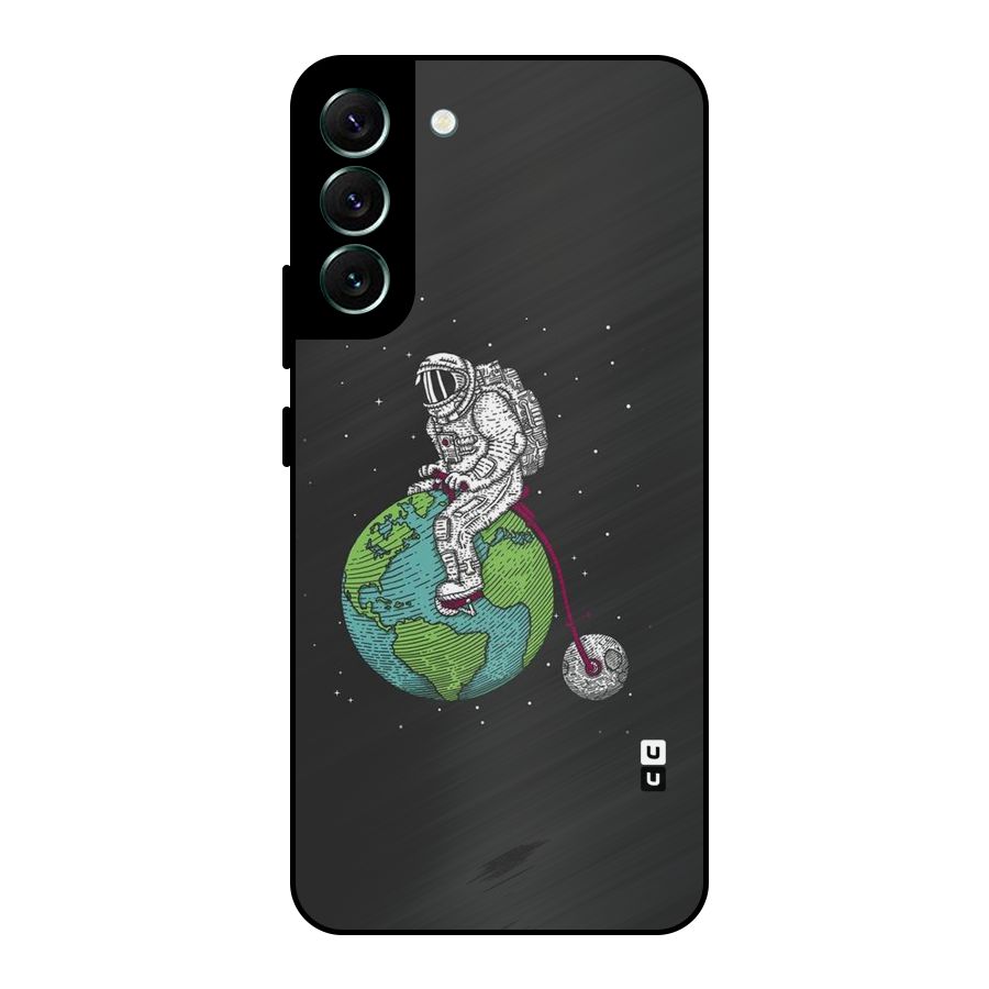 Earth Space Doodle Metal Back Case for Galaxy S22 Plus 5G