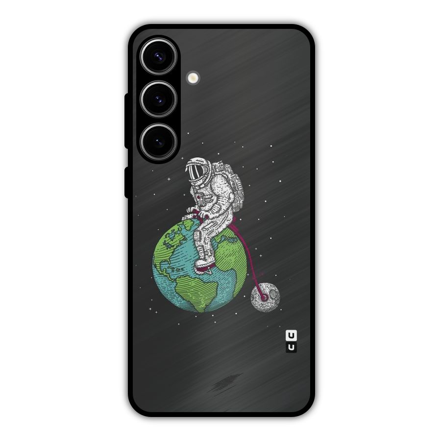 Earth Space Doodle Metal Back Case for Galaxy S24 Plus