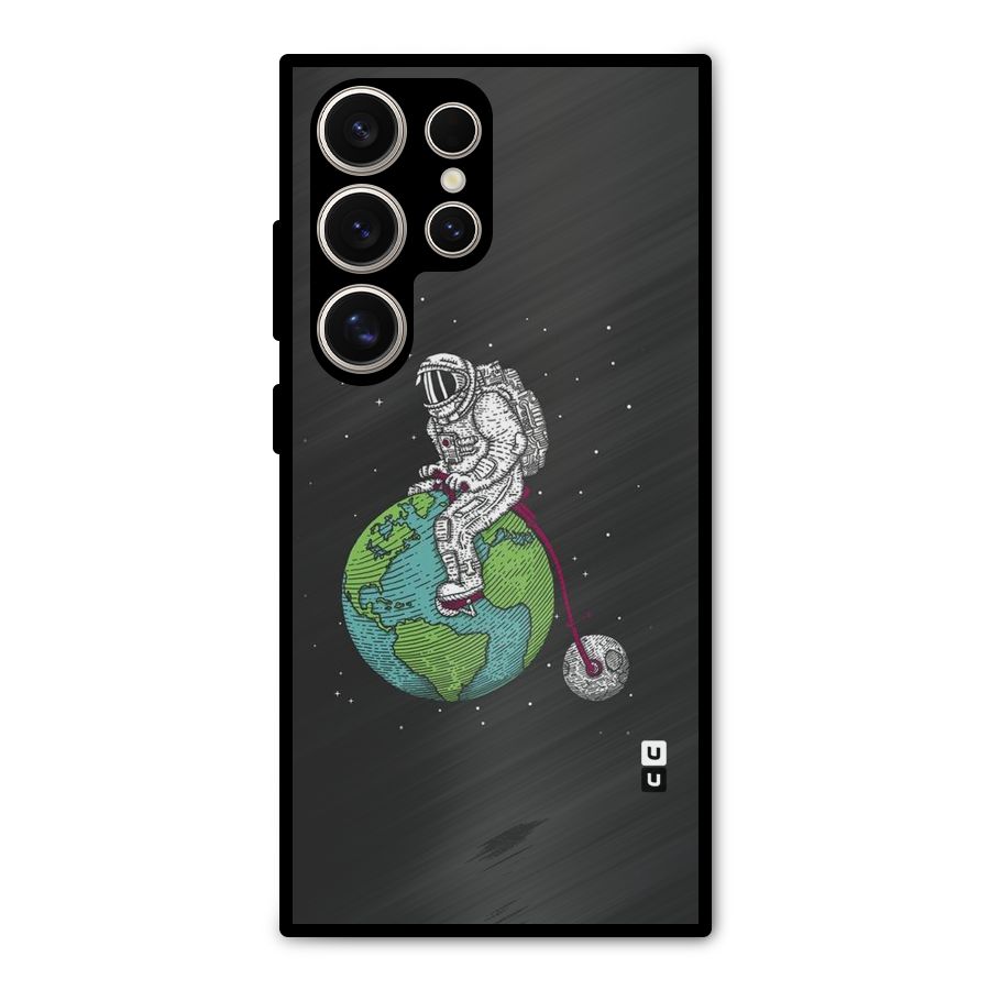Earth Space Doodle Metal Back Case for Galaxy S24 Ultra