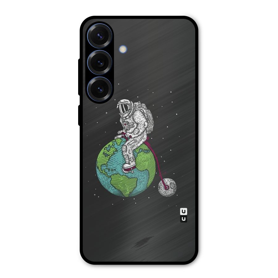 Earth Space Doodle Metal Back Case for Galaxy S25 Plus