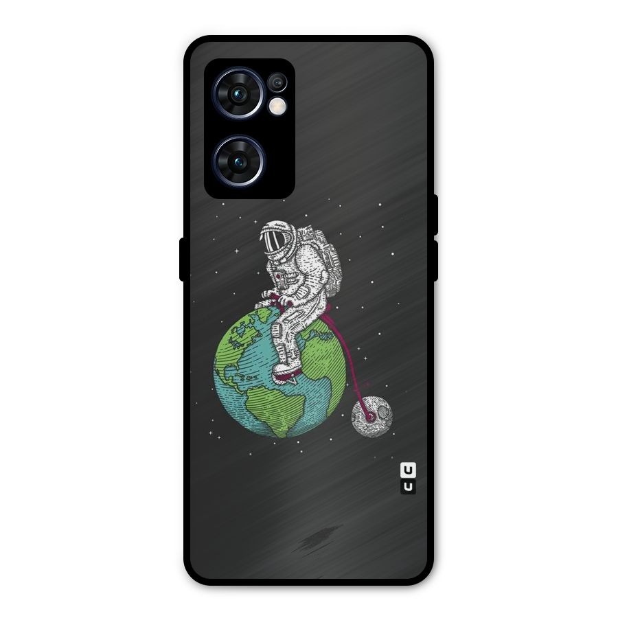 Earth Space Doodle Metal Back Case for Oppo Reno7 5G