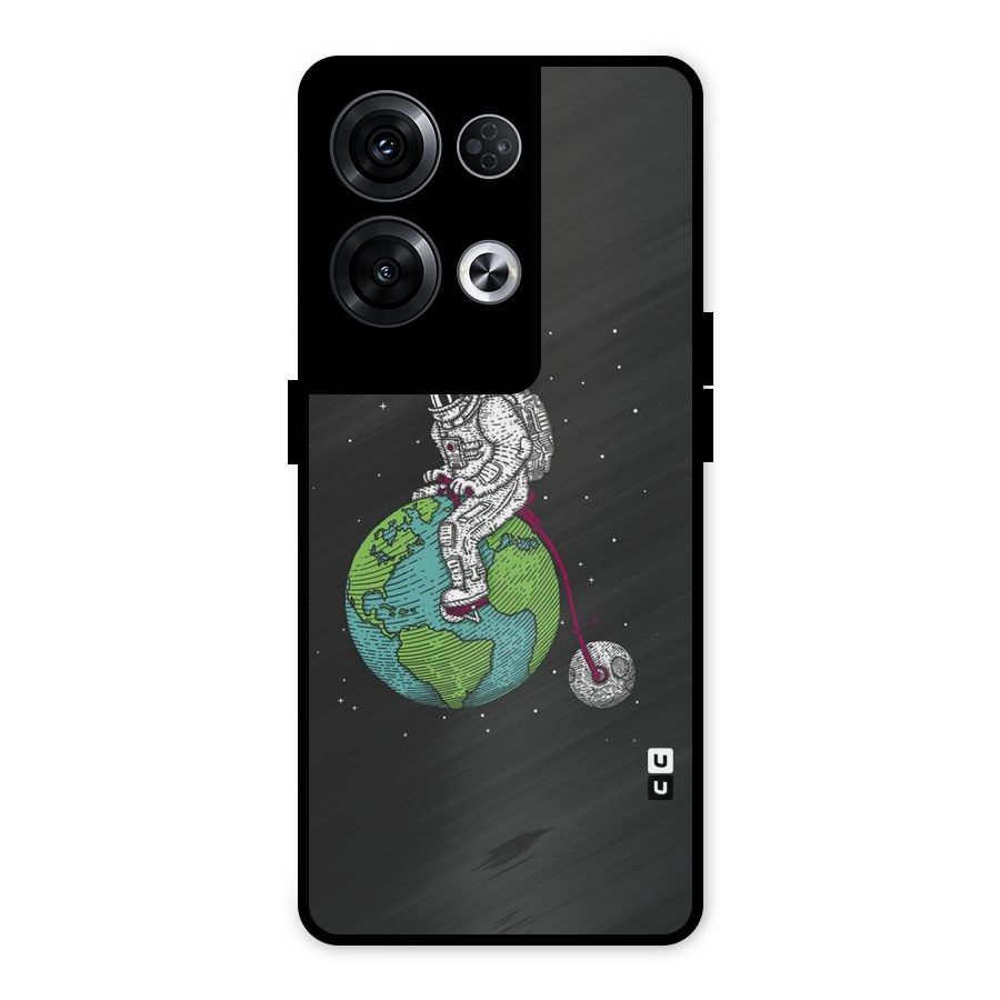 Earth Space Doodle Metal Back Case for Oppo Reno8 Pro 5G