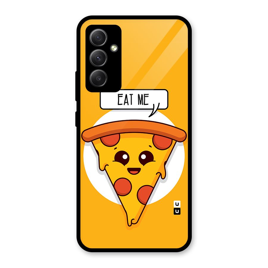 Eat Me Cute Pizza Slice Glass Back Case for Galaxy A34