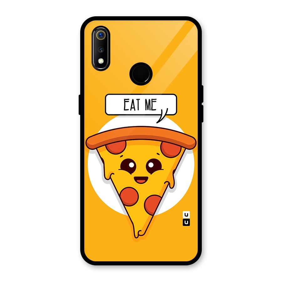 Eat Me Cute Pizza Slice Glass Back Case for Realme 3