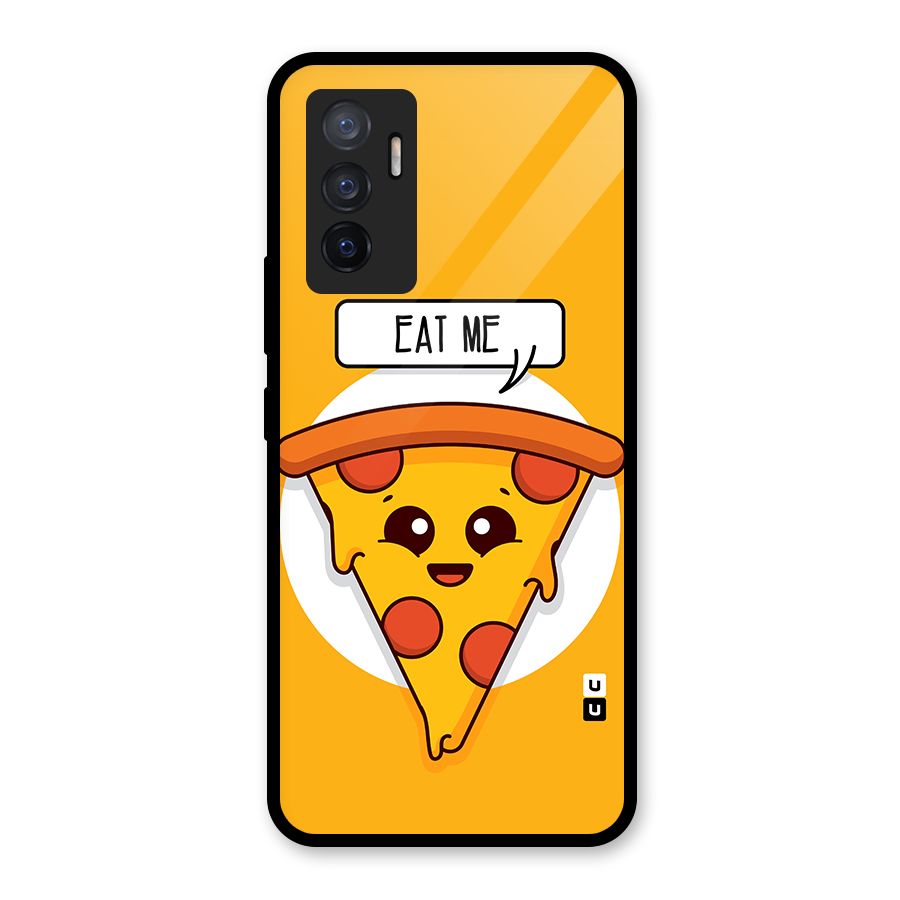 Eat Me Cute Pizza Slice Glass Back Case for Vivo V23e