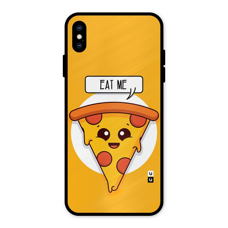 Eat Me Cute Pizza Slice Metal Back Case for iPhone XS Max