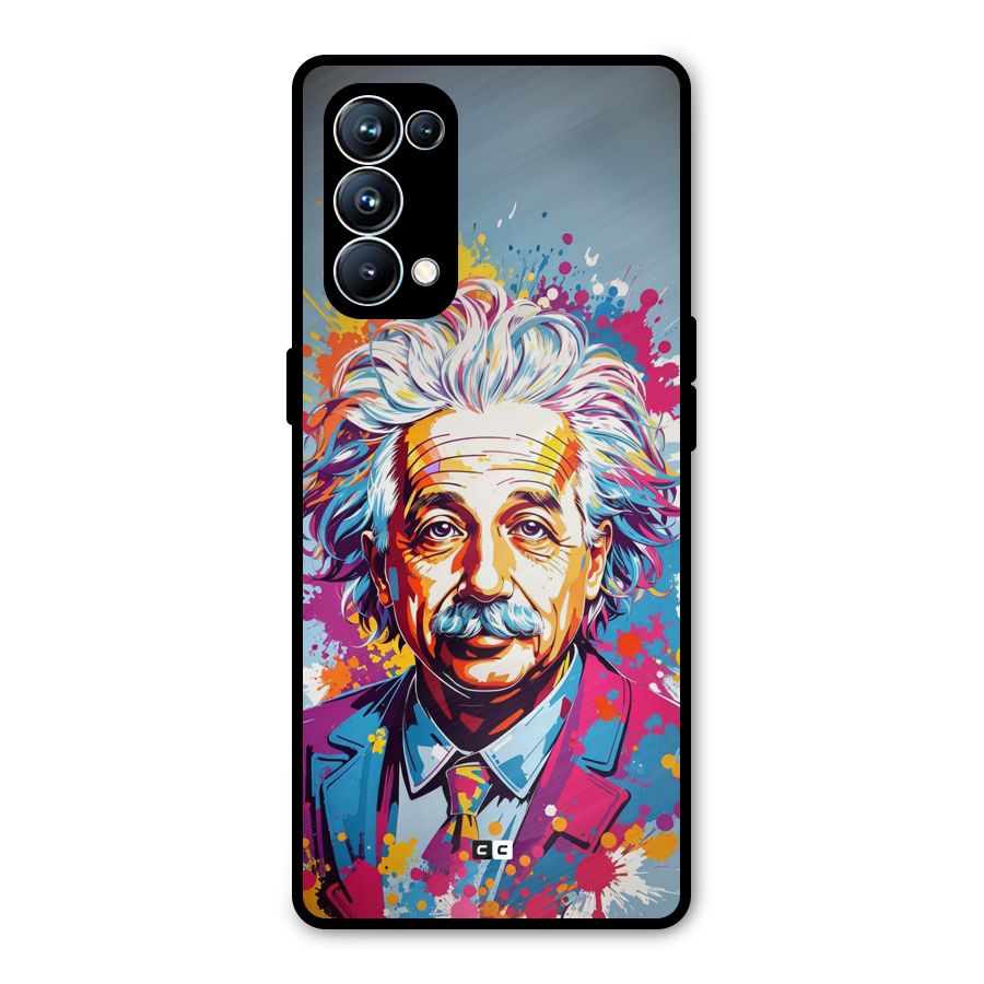 Einstein illustration Metal Back Case for Oppo Reno5 Pro 5G