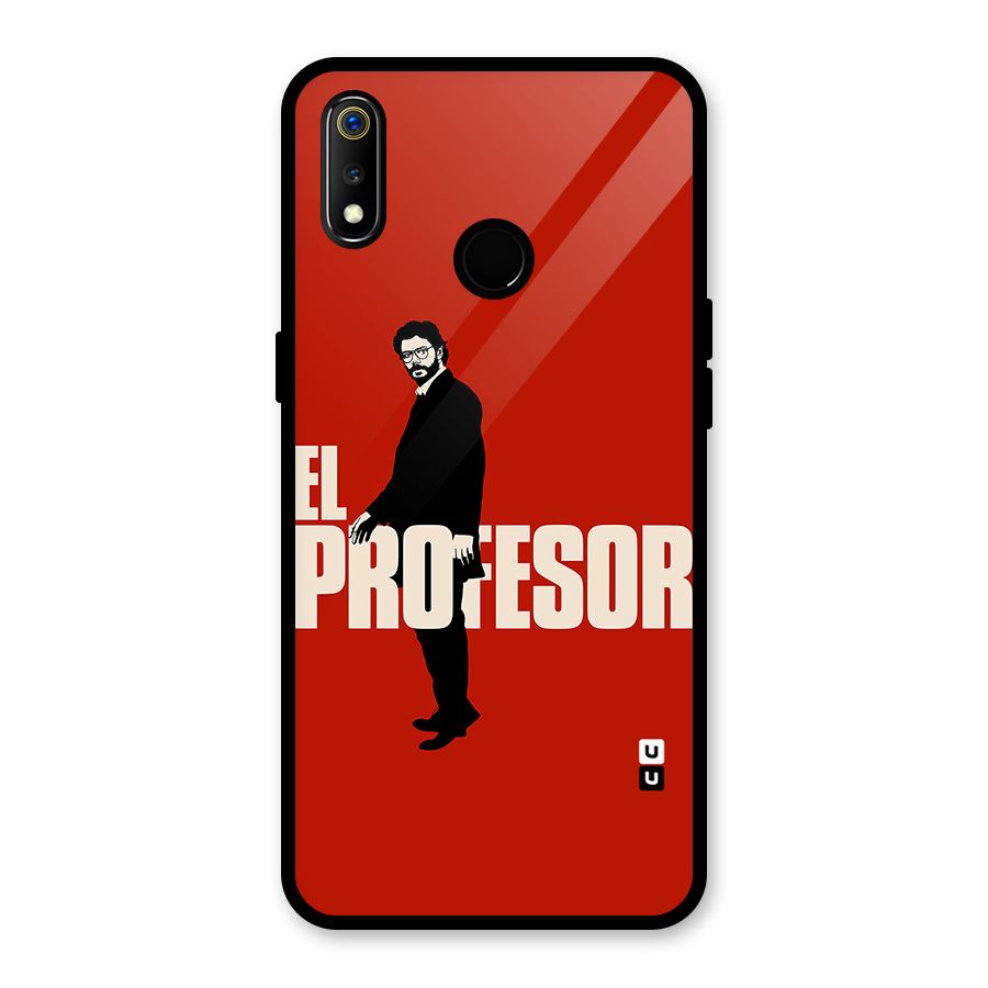 El Profesor Minimalist Glass Back Case for Realme 3