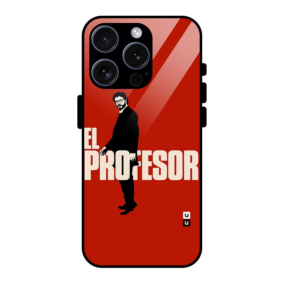 El Profesor Minimalist Glass Back Case for iPhone 15 Pro
