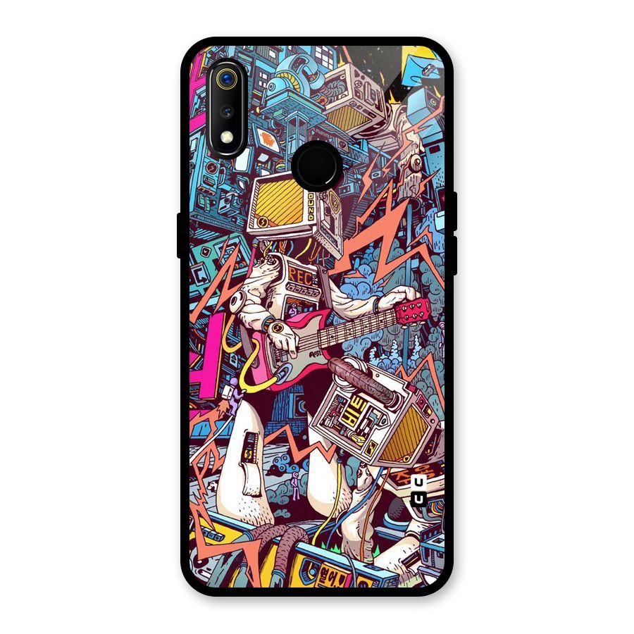 Electric Colors Glass Back Case for Realme 3