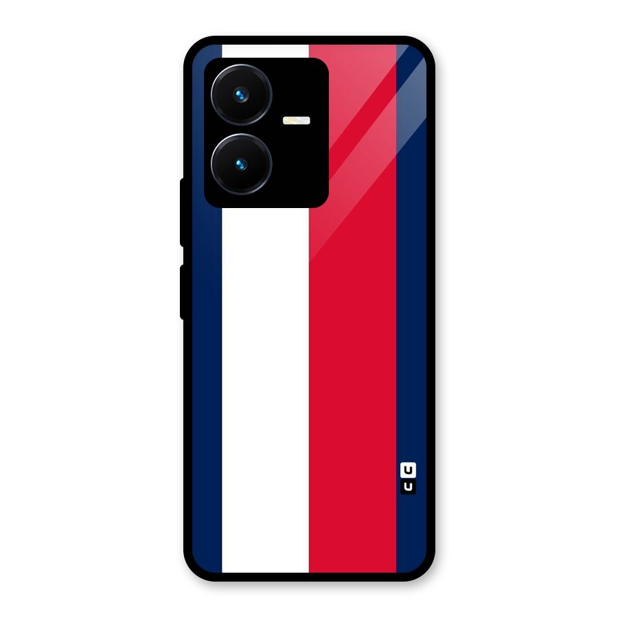 Electric Colors Stripe Glass Back Case for Vivo Y22s