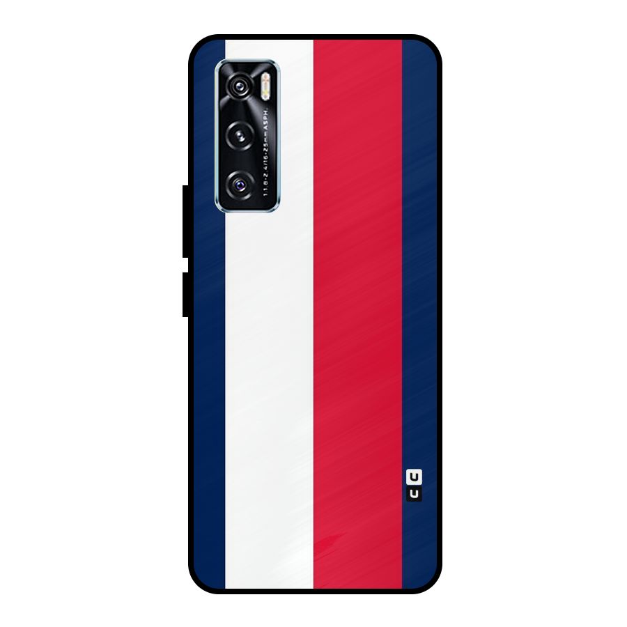 Electric Colors Stripe Metal Back Case for Vivo V20 SE
