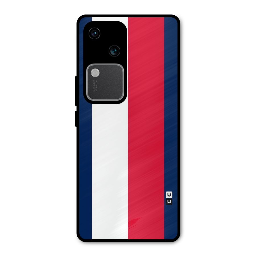 Electric Colors Stripe Metal Back Case for Vivo V30 Pro