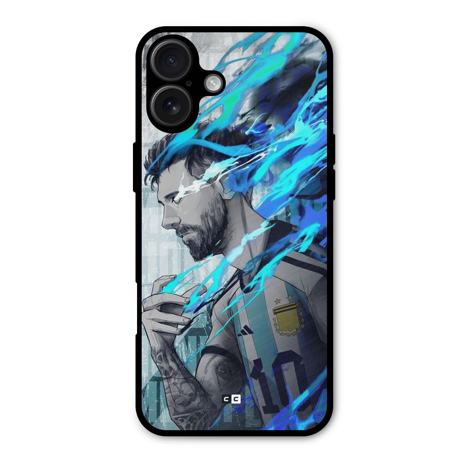 Electrifying Soccer Star Metal Back Case for iPhone 16 Plus