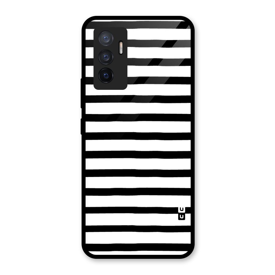 Elegant Basic Stripes Glass Back Case for Vivo V23e