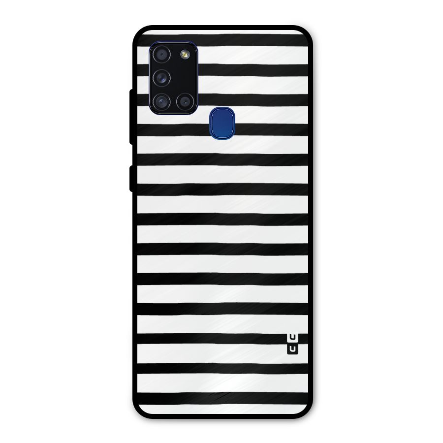 Elegant Basic Stripes Metal Back Case for Galaxy A21s