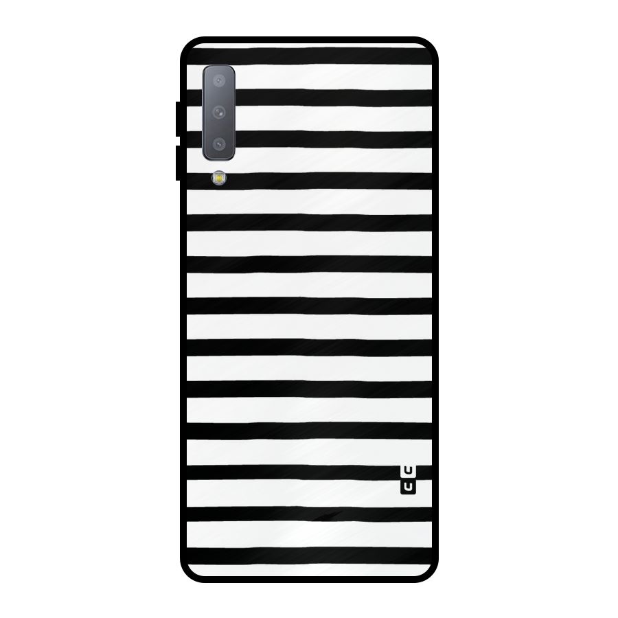 Elegant Basic Stripes Metal Back Case for Galaxy A7 (2018)