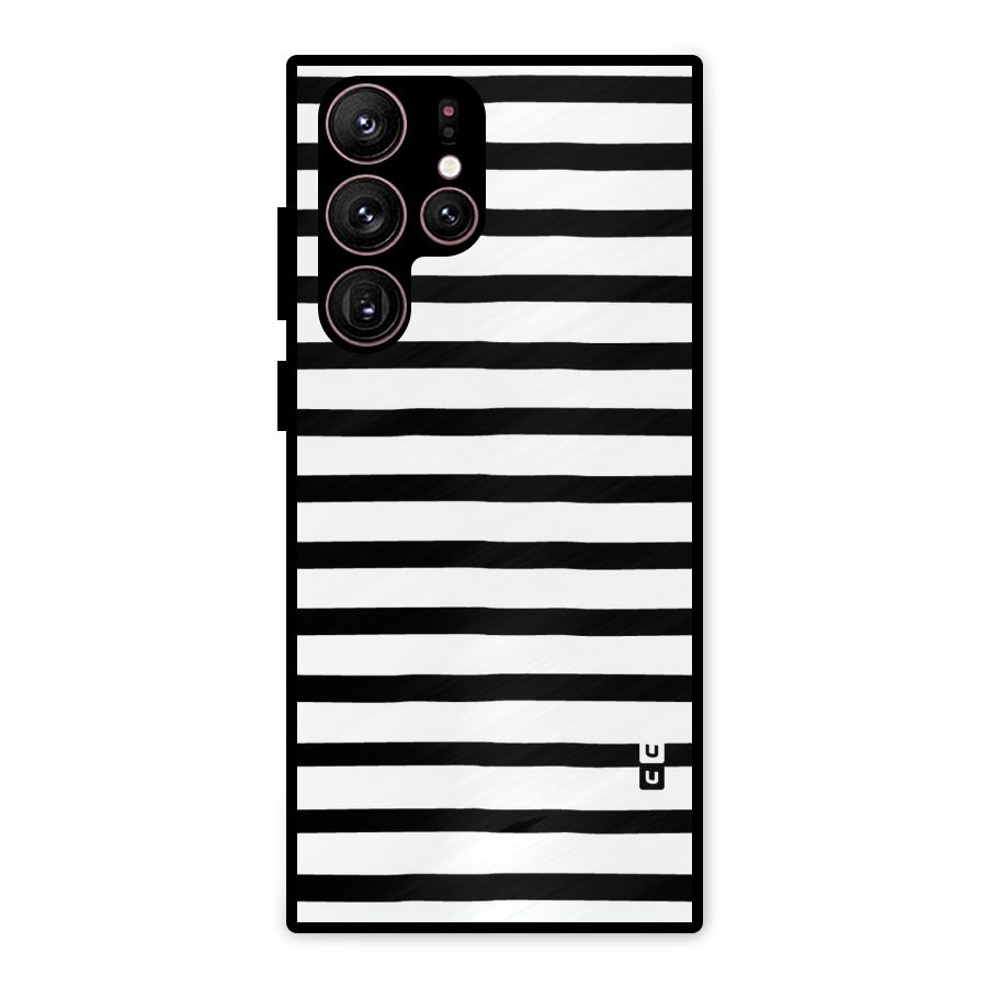 Elegant Basic Stripes Metal Back Case for Galaxy S22 Ultra 5G