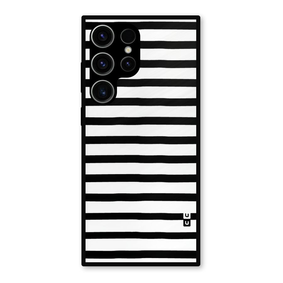 Elegant Basic Stripes Metal Back Case for Galaxy S23 Ultra