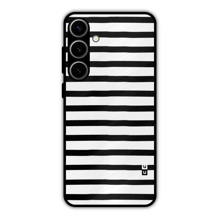 Elegant Basic Stripes Metal Back Case for Galaxy S24 Plus