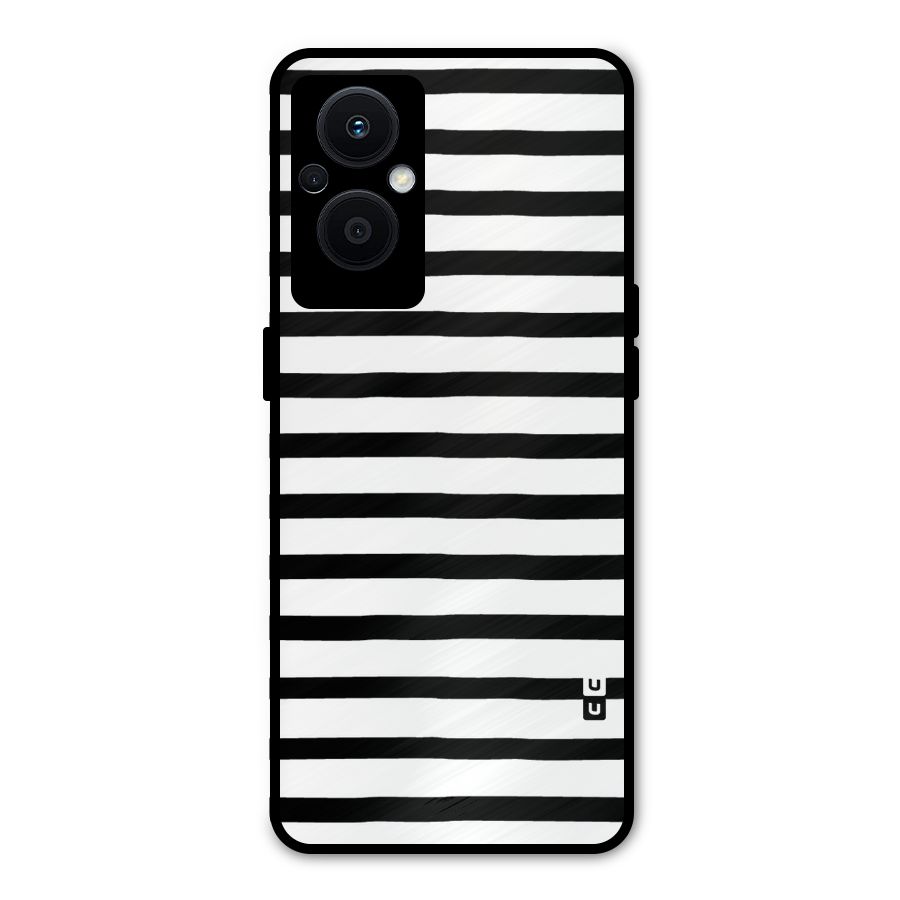 Elegant Basic Stripes Metal Back Case for Oppo F21 Pro 5G