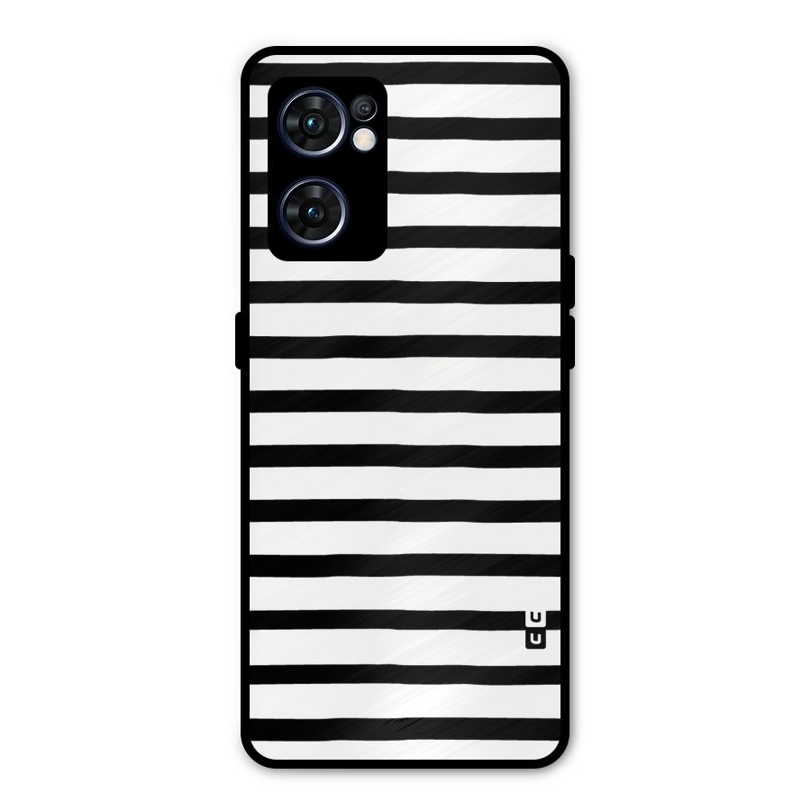 Elegant Basic Stripes Metal Back Case for Oppo Reno7 5G