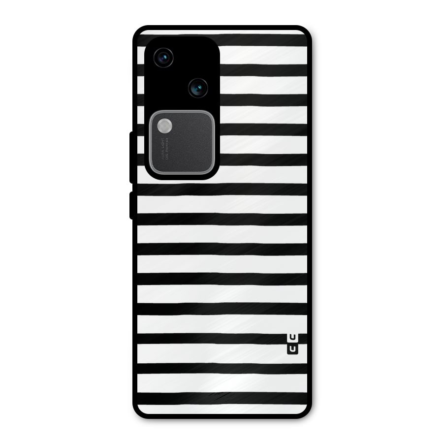 Elegant Basic Stripes Metal Back Case for Vivo V30 Pro