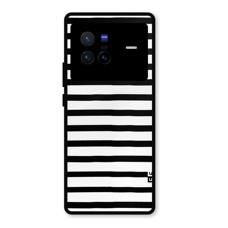 Elegant Basic Stripes Metal Back Case for Vivo X80