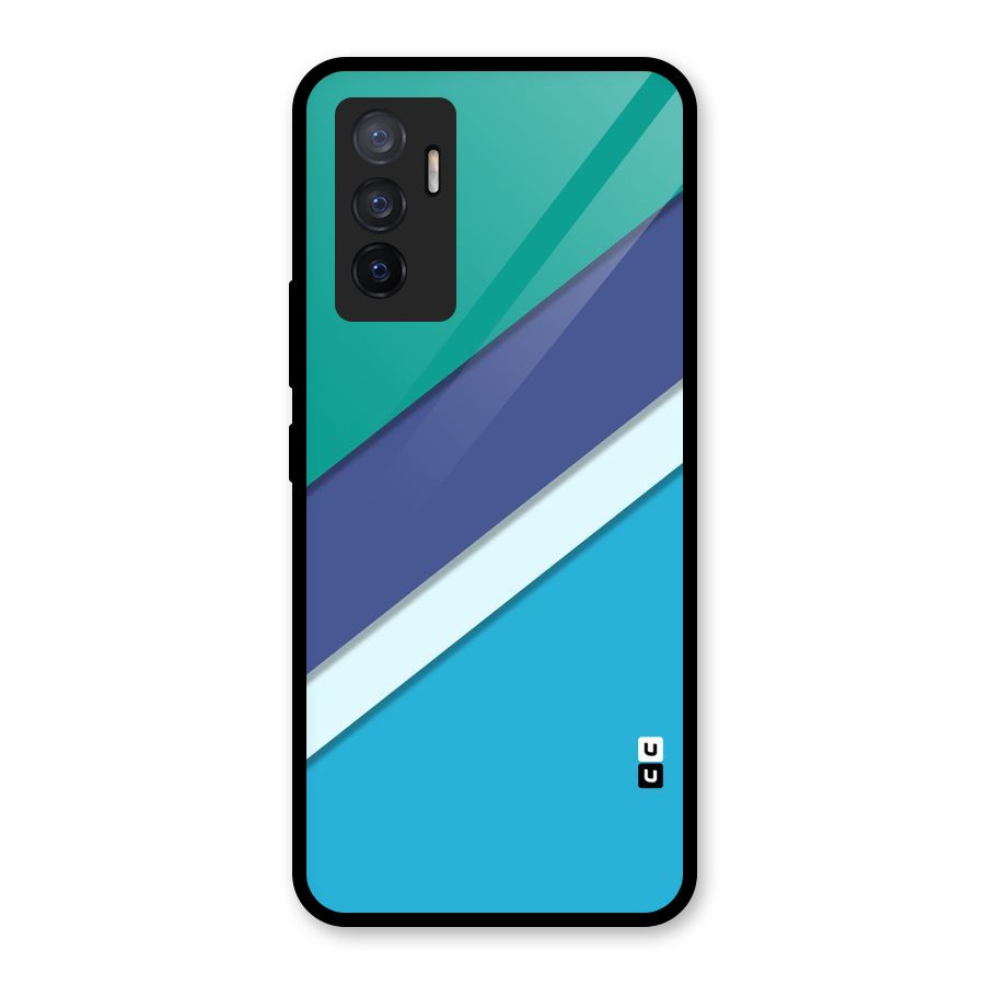 Elegant Colored Stripes Glass Back Case for Vivo V23e