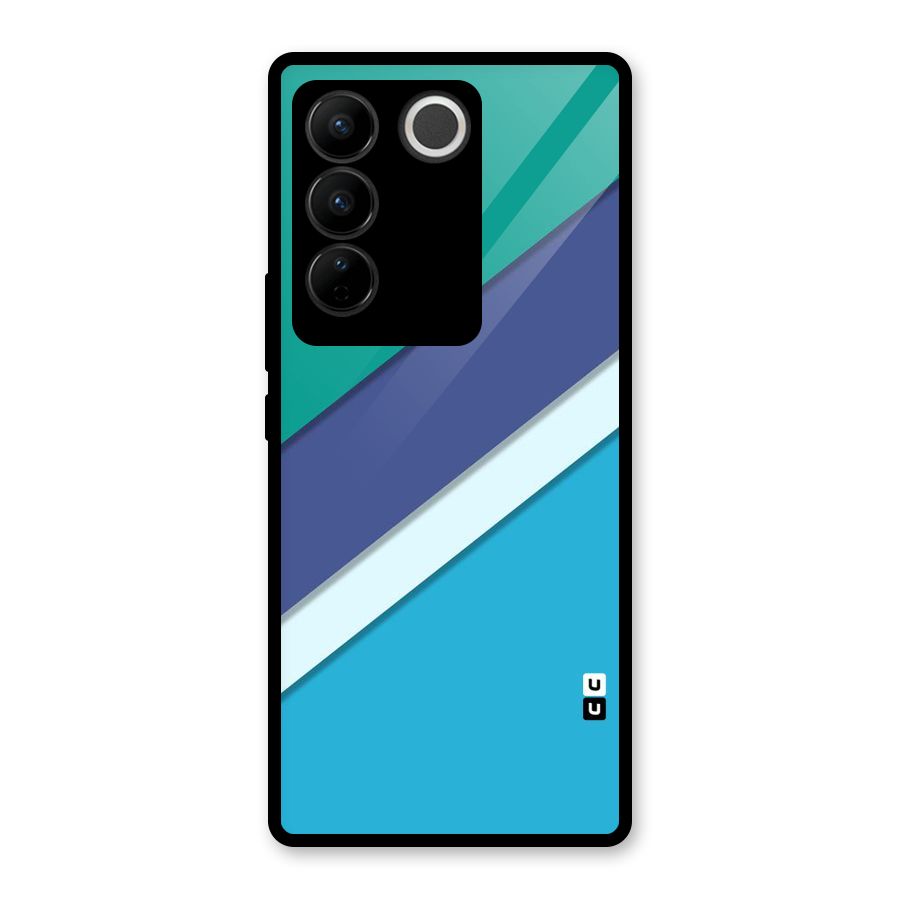 Elegant Colored Stripes Glass Back Case for Vivo V27 Pro