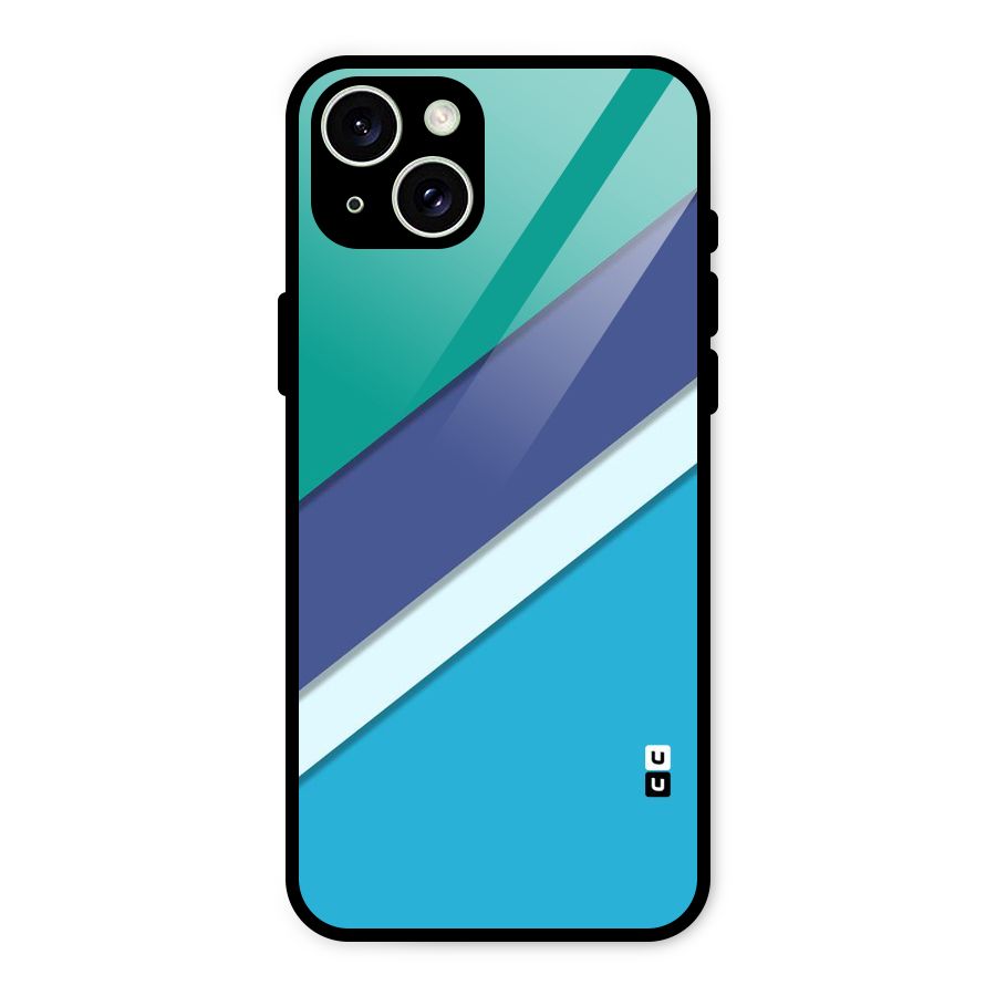 Elegant Colored Stripes Glass Back Case for iPhone 15 Plus