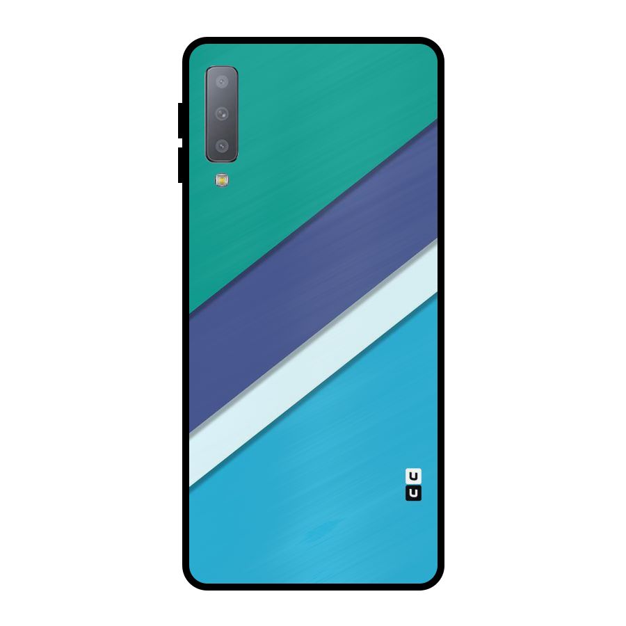 Elegant Colored Stripes Metal Back Case for Galaxy A7 (2018)