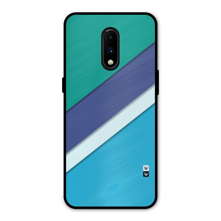 Elegant Colored Stripes Metal Back Case for OnePlus 7