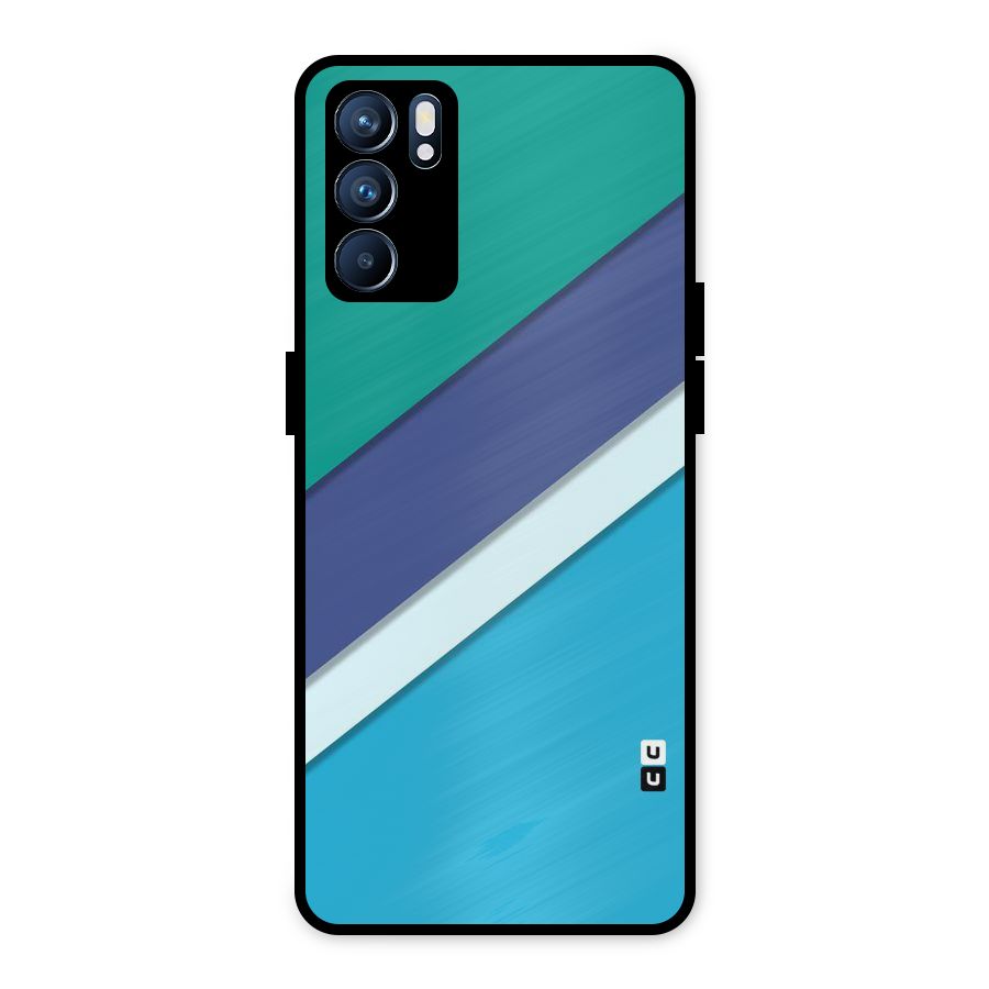 Elegant Colored Stripes Metal Back Case for Oppo Reno6 5G